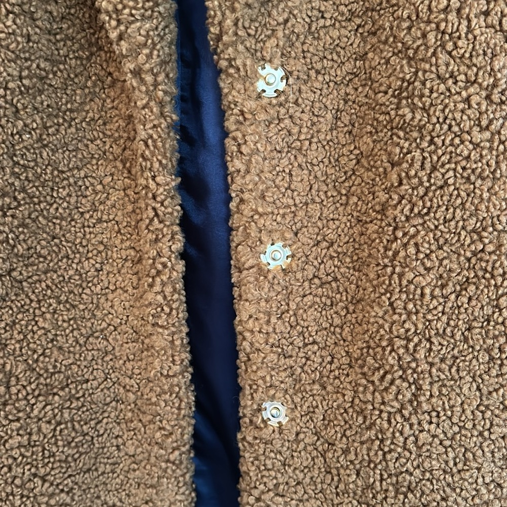 J Crew Teddy Sherpa Jacket Coat Brown Camel - Picture 3 of 3